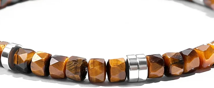 Golden Tiger Eye Bracelet stone and accent close-up